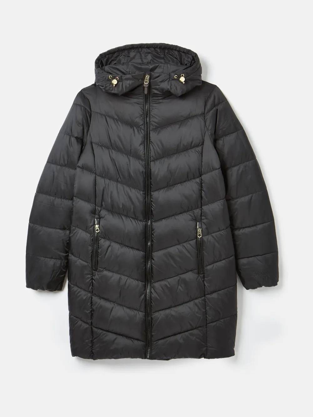 Black Mid Length Showerproof Padded Coat