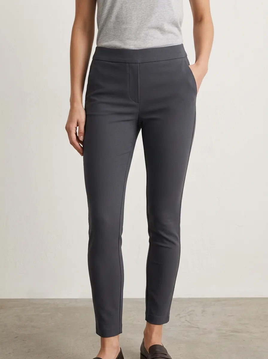 High-Stretch Mid-Rise Casual Daily-Wear Mid-Rise Stretch Pants