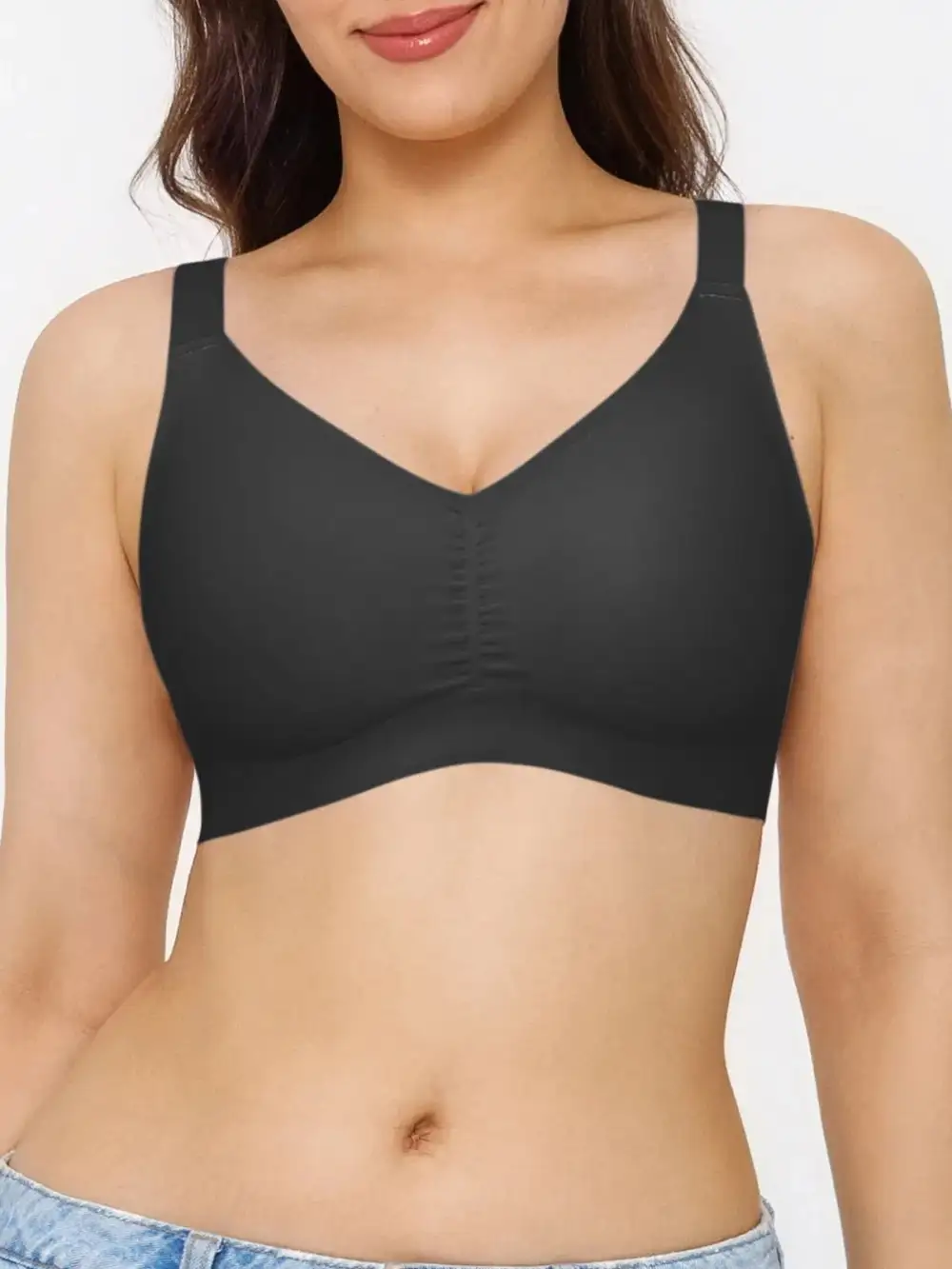 Seamless Wireless Ruched Comfort Bra