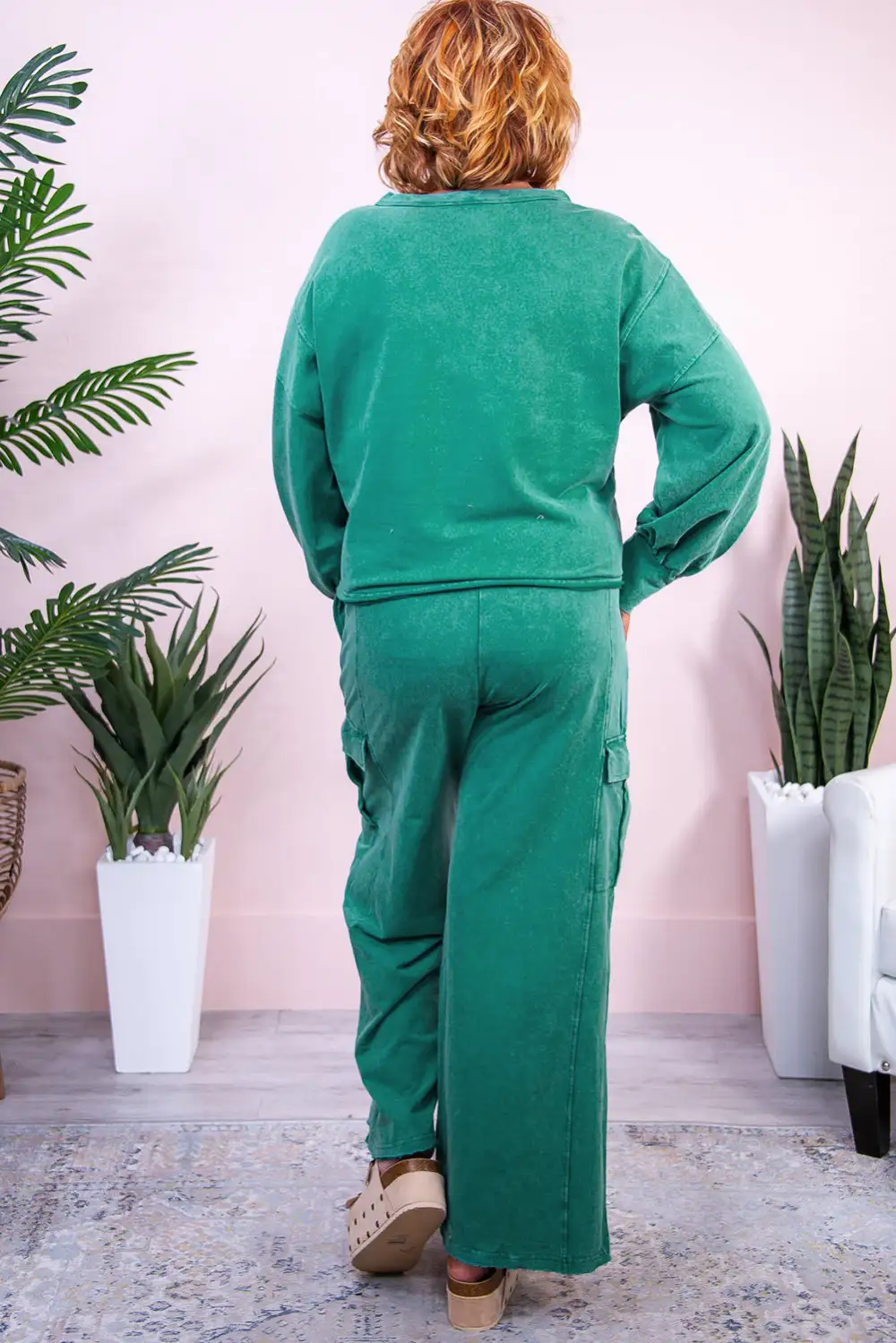 Solid Pullover Soft Pants Lounge Set