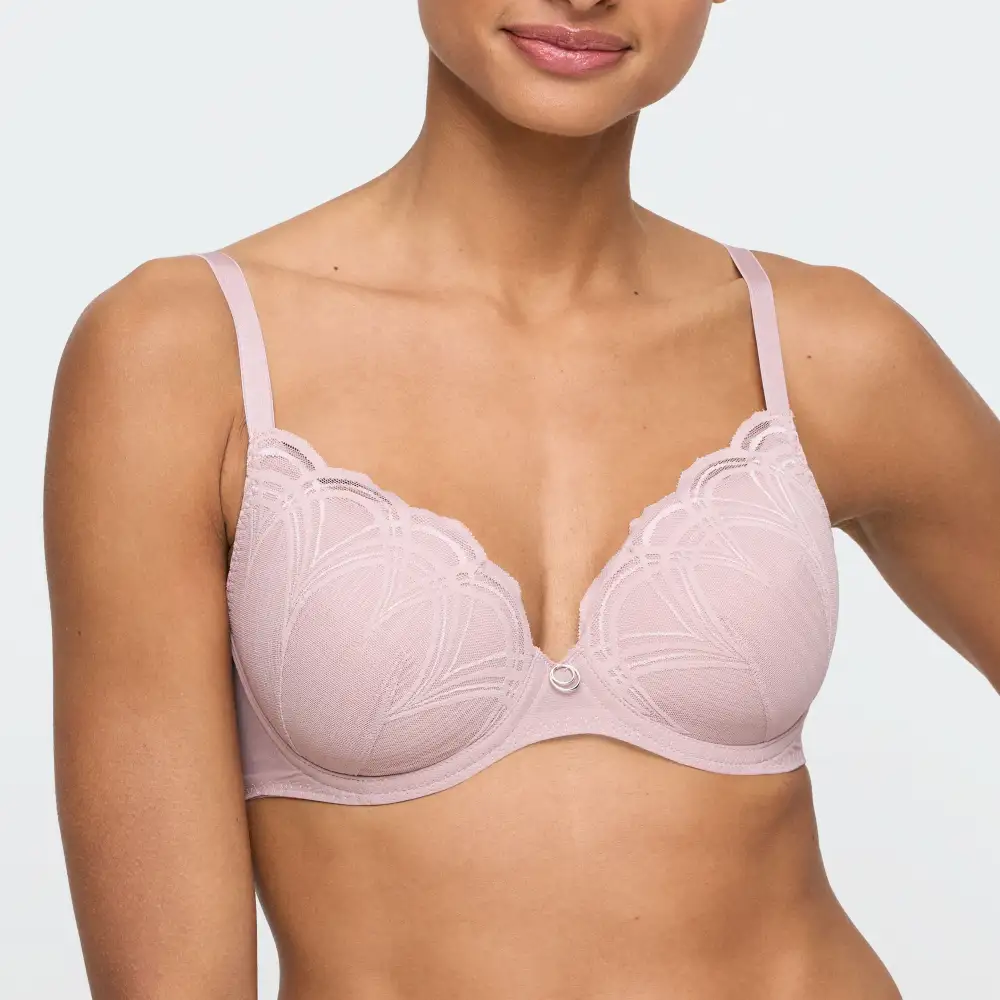 Women's Plunge Underwire Padded Seamless Adjustable Straps Lace Embroidery Mesh Bra