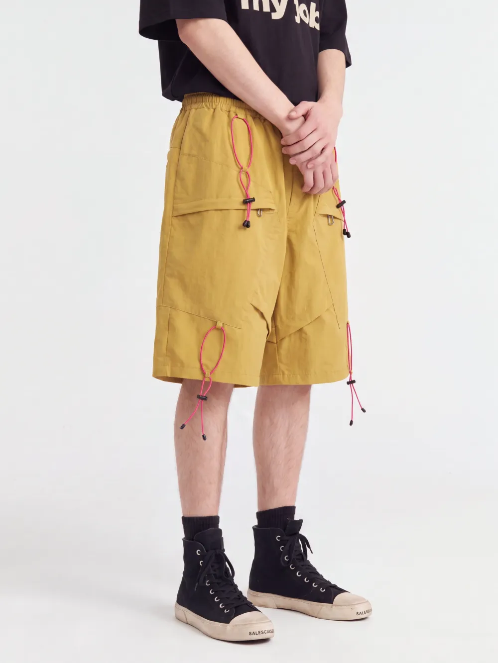 Elastic Waist Stretch Utility Casual Shorts