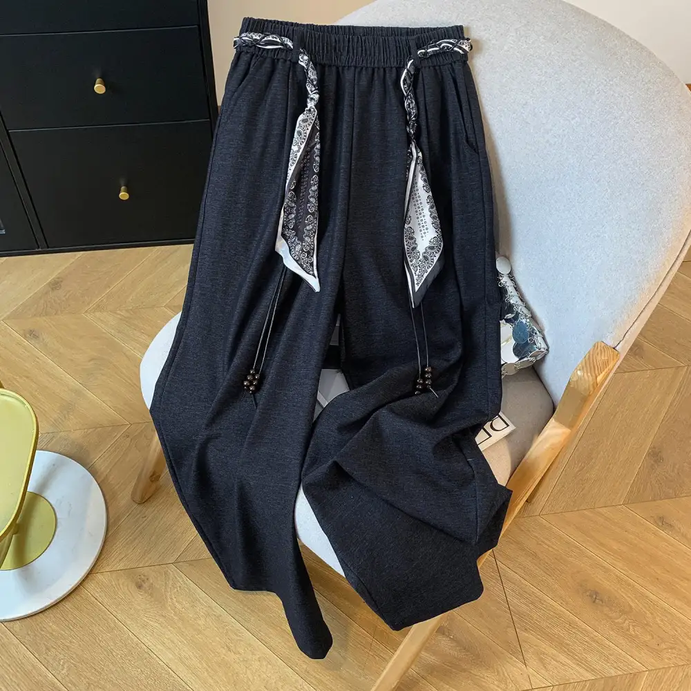 Streamlined High Waist Loose Straight Leg Pants