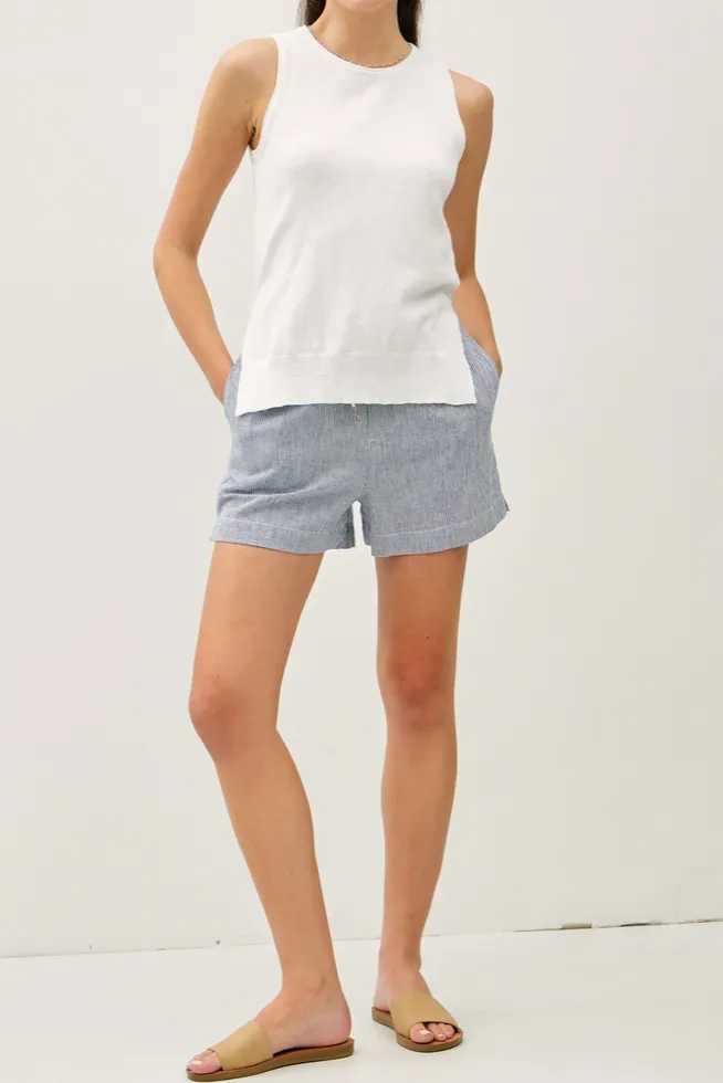 Ivory Knit Sleeveless V-Neck Tank Top