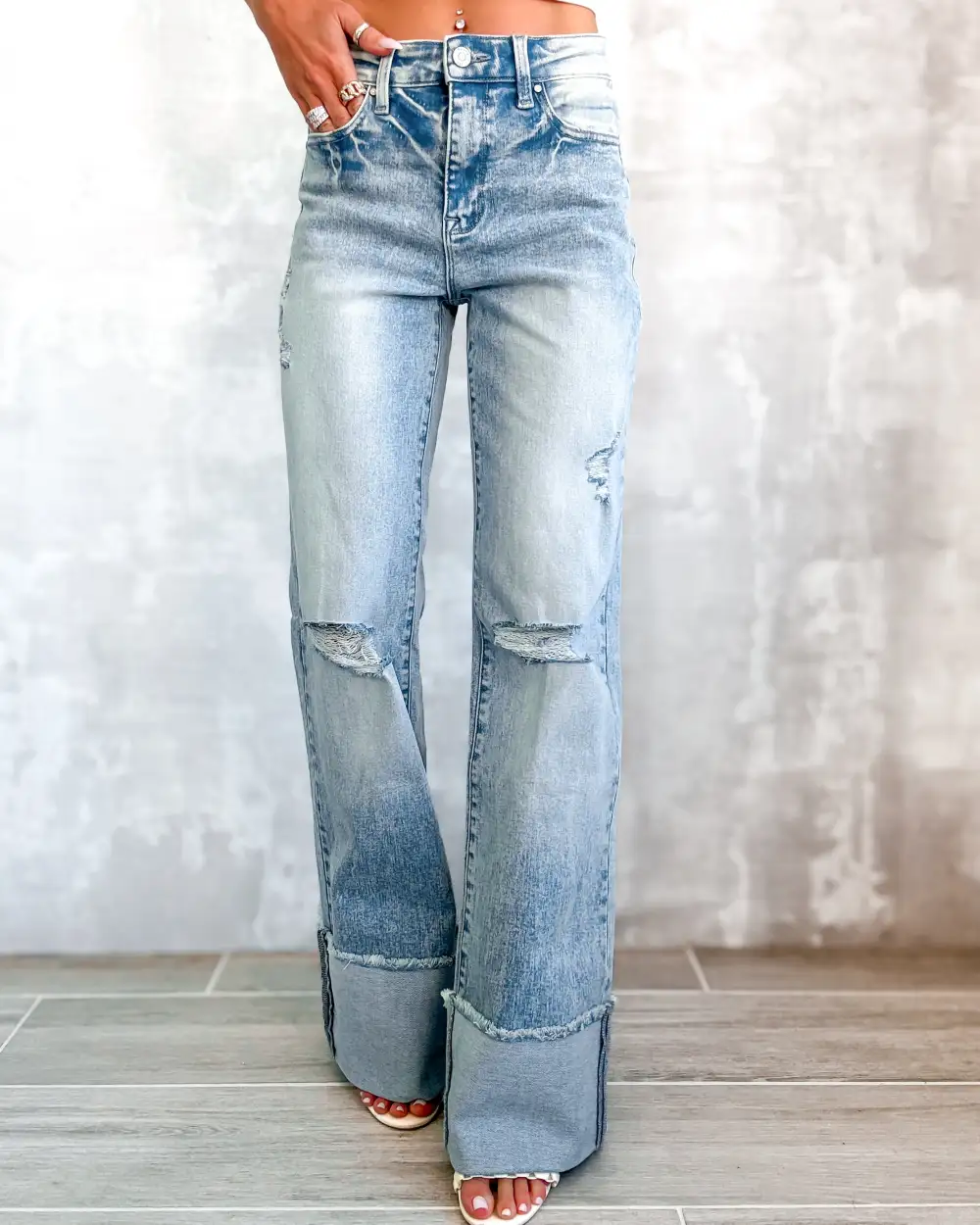 Modern Flared Cuffed Jeans