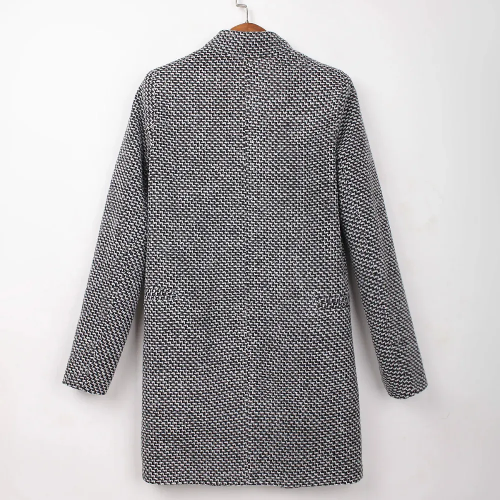 Single Button Tweed Button Front Coat