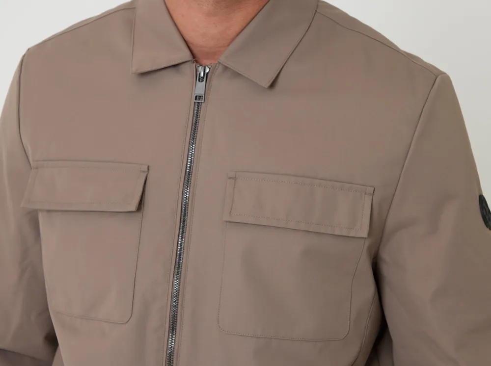 Men's Taupe Water-Resistant Lightweight Zip Jacket