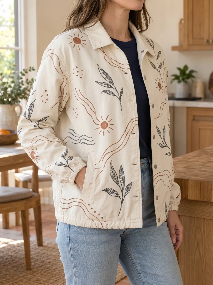 Women's Classic Boho Aesthetic Sun Leaf Jacket