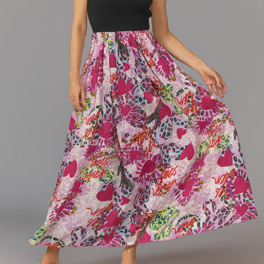 Snake Print Flowing Skirt