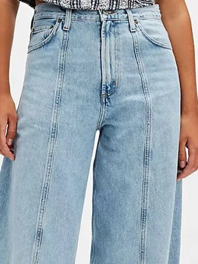 Straight Leg V Neck Denim Jeans