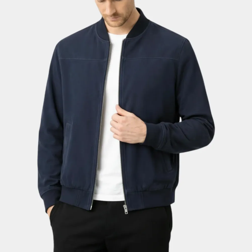 High Neck Zip Front Lightweight Bomber Jacket