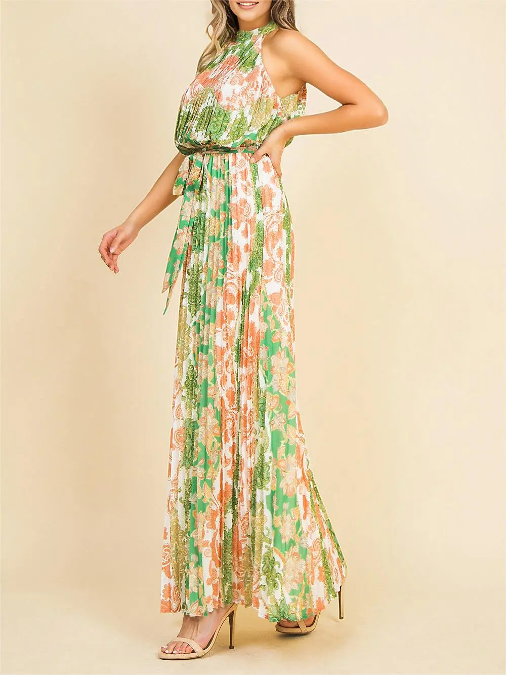 Floral Pleat Maxi Dress
