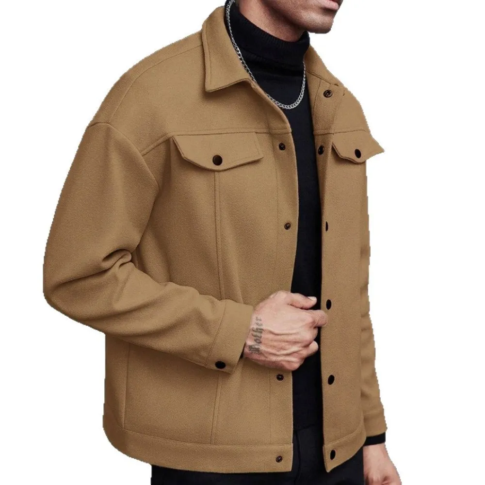 Lapel Wool-Blend Relaxed Outerwear Coat