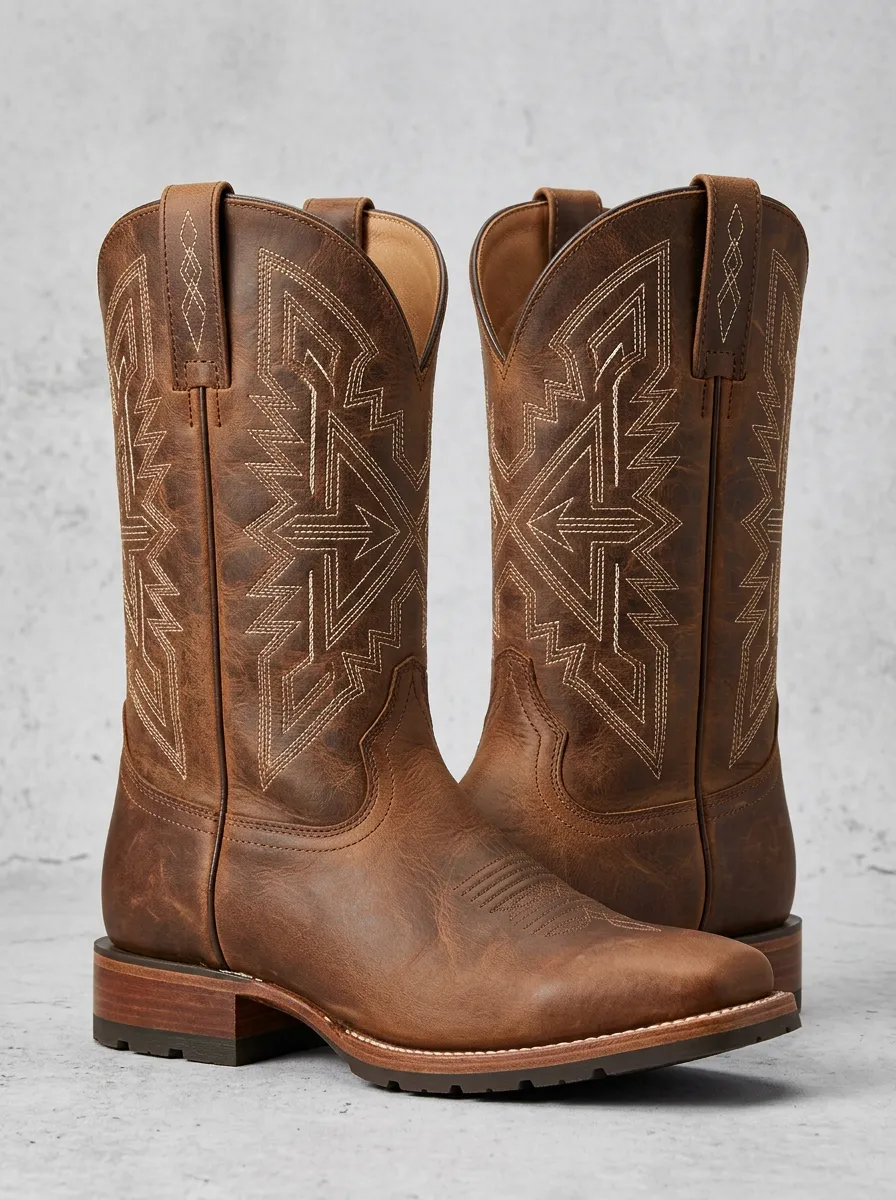 Open-Range Geometric Heritage Look Men's Western Cowboy Boots