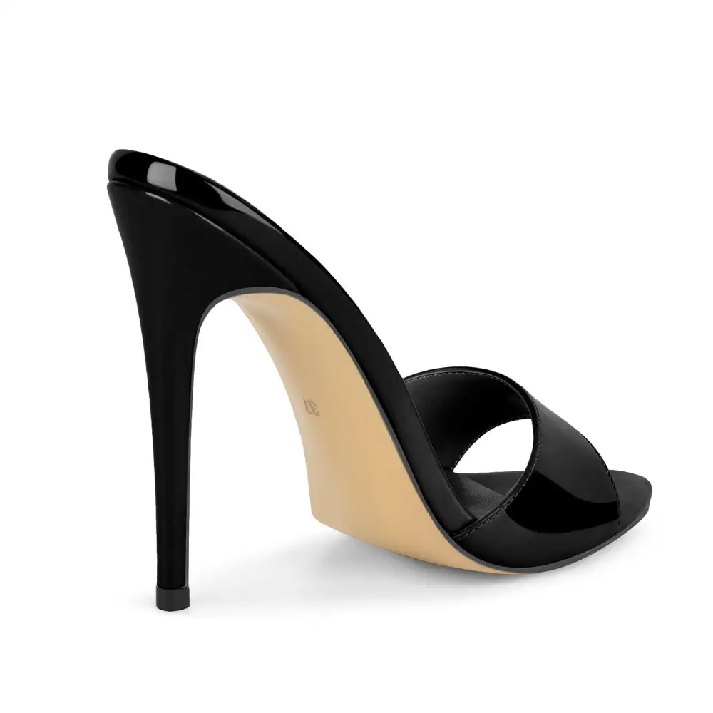 Pointed Toe Patent Leather Mule Sandals