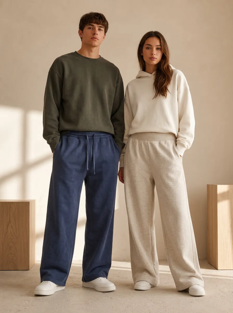 Unisex Versatile Drawstring Wide-Leg Sweatpants