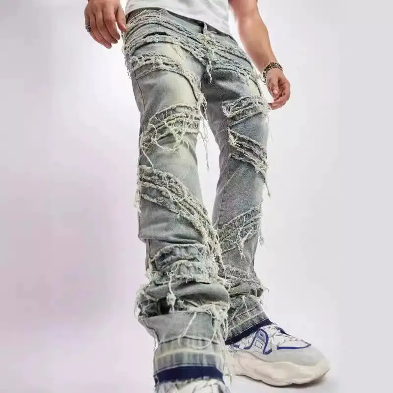 Patchwork Cat Whisker Jeans