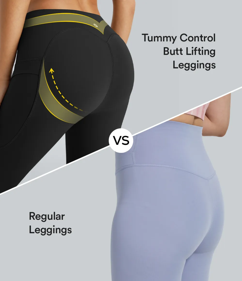 SoCinched High Waisted Butt Lifting Tummy Control Side Pocket Shaping Yoga UltraSculpt Leggings