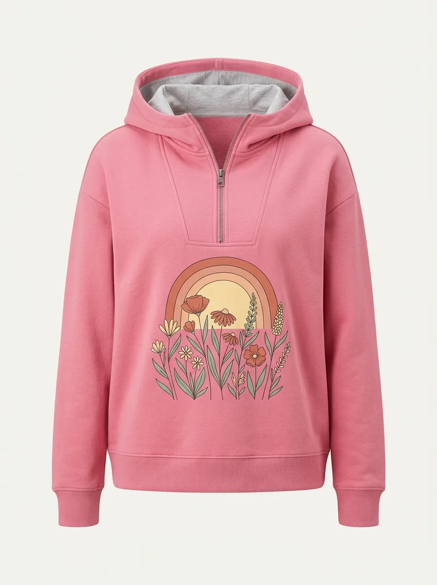 Women's Hooded Graphic Floral Hoodie