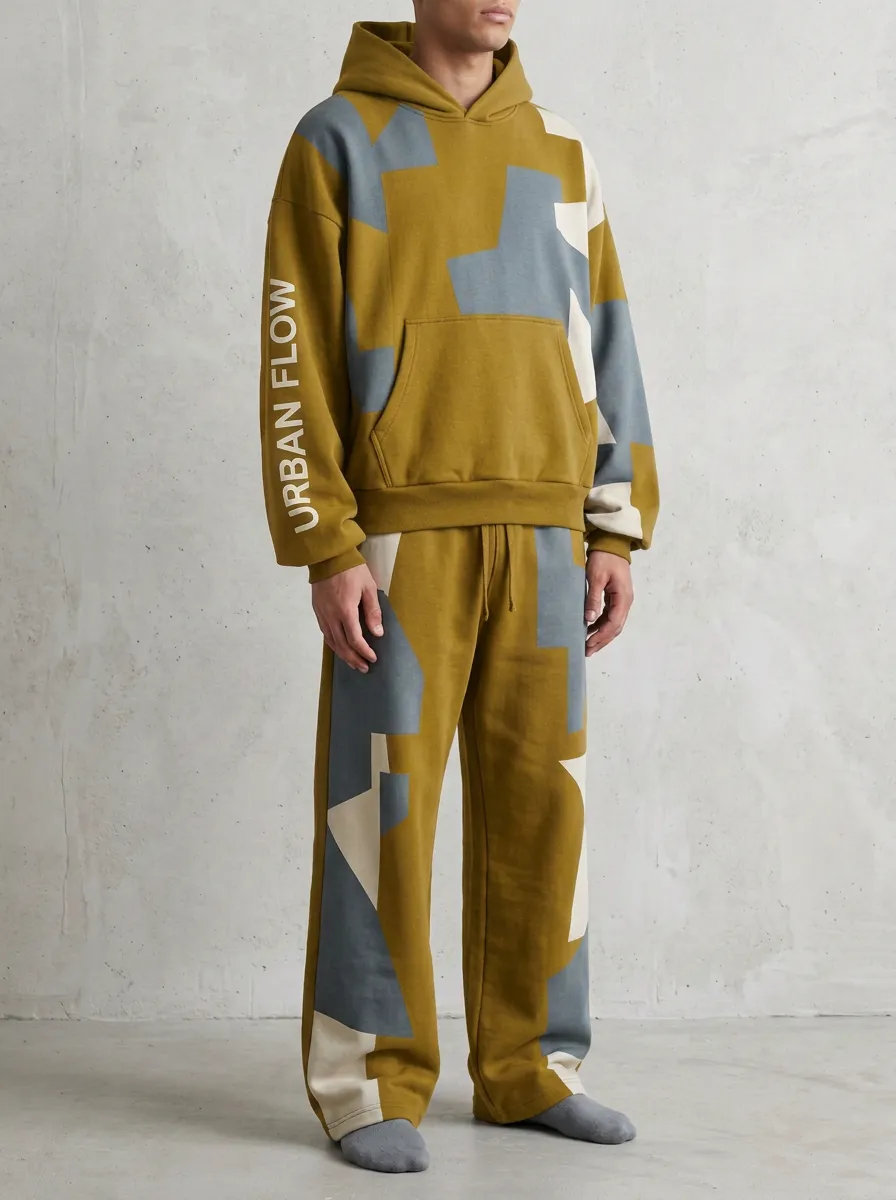 Streetwear Tracksuit Geometric Men's Two-Piece Tracksuit