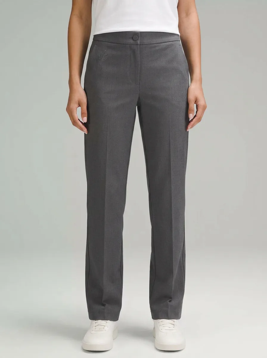 Women's Classic Comfort Leaf Logo Embroidered Mid Rise Straight Leg Pants