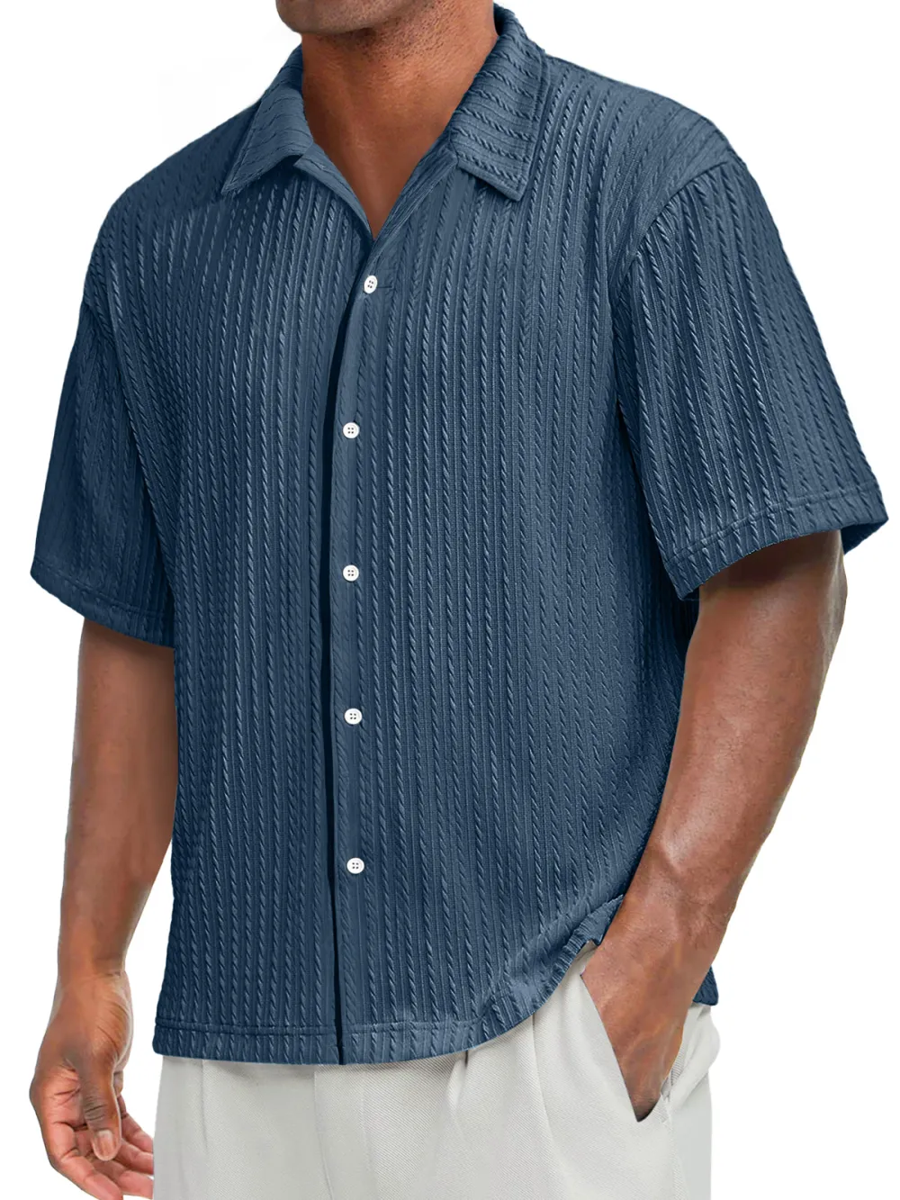 Tailored Short Sleeve Open Collar Shirt