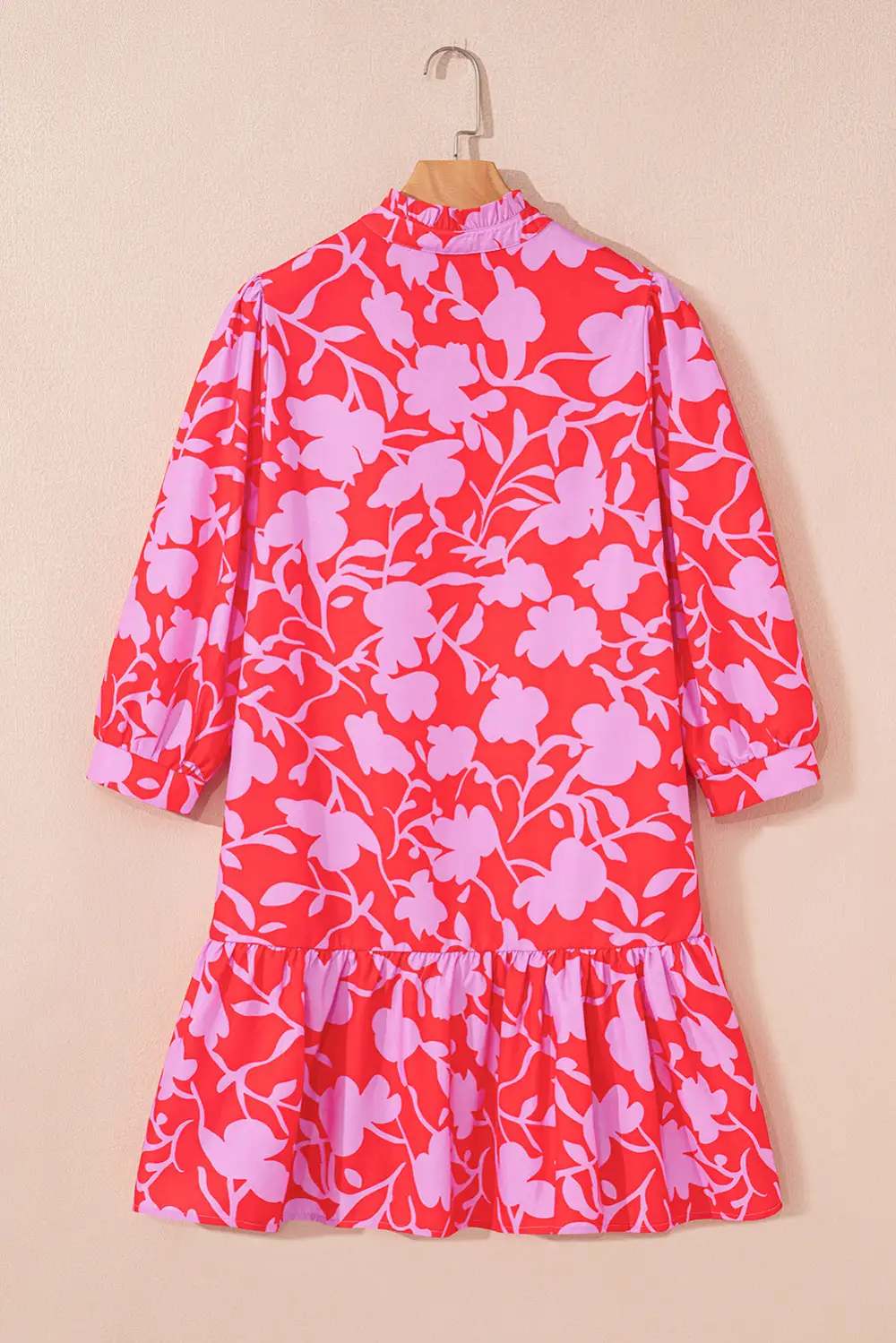Graceful Floral Ruffle Trim Mini Dress