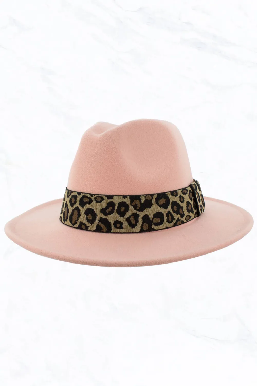 Retro Flat Big Brim Fedora Jazz Hat Wide Leopard Belt