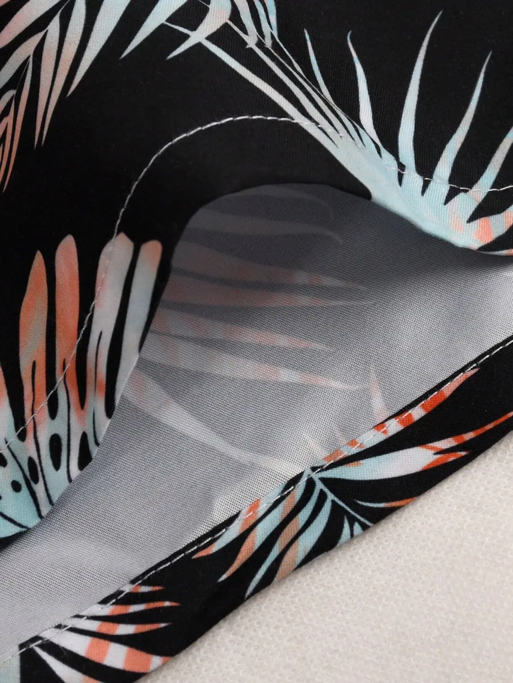 Men's Tropical Drawstring Print Swim Trunks