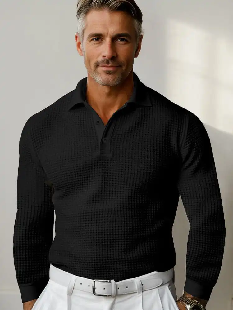 Casual Regular Fit Waffle Polo Shirt
