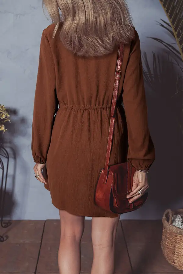 Floral Embroidered Tie Detail Mini Dress