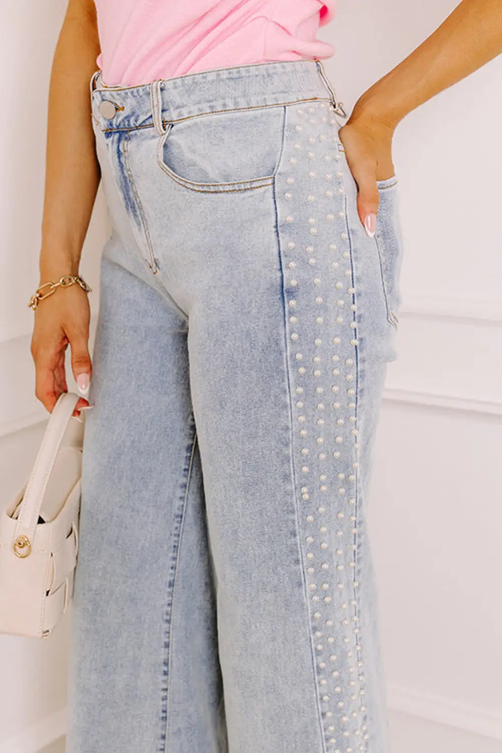 Cuffed Hem Comfy Denim Jeans