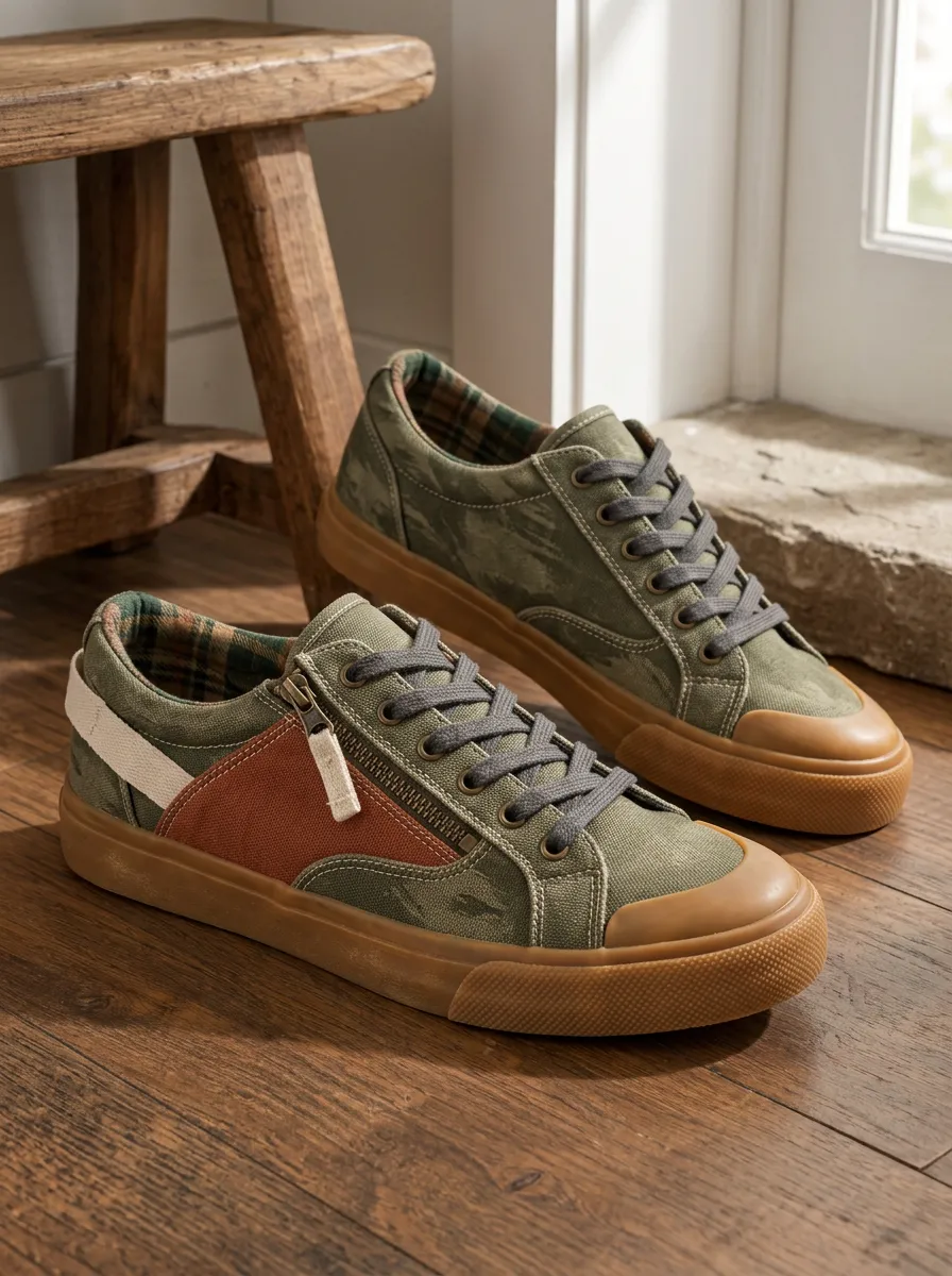 Men's Casual Outdoor Camo Colorblock Printed Canvas Shoes