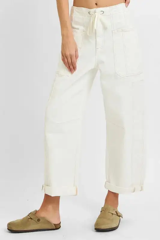 Classic High Waist Wide Leg Pocketed Denim Jeans