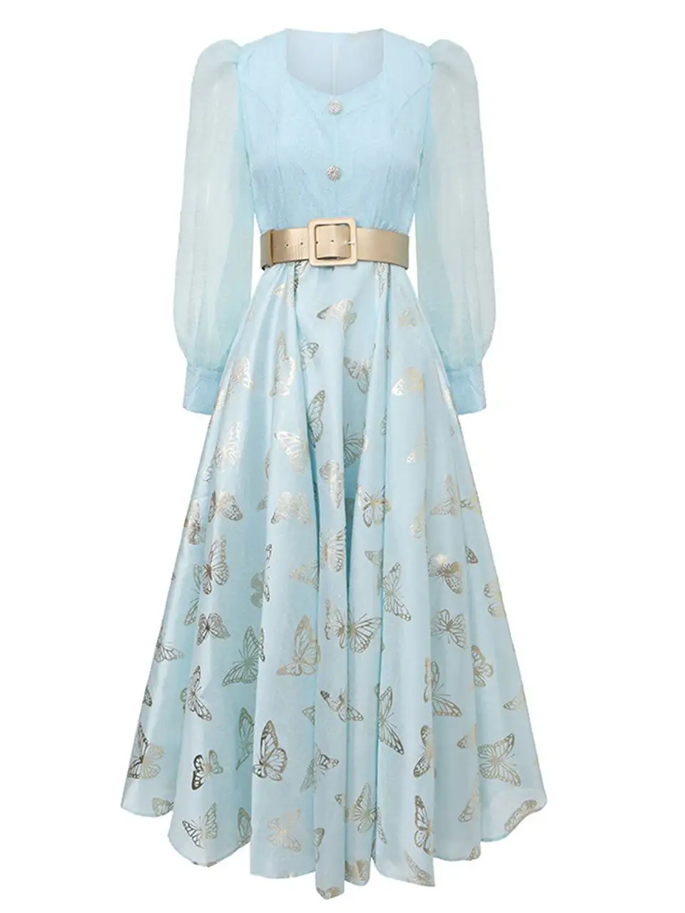 Butterfly Square Neck Maxi Dress