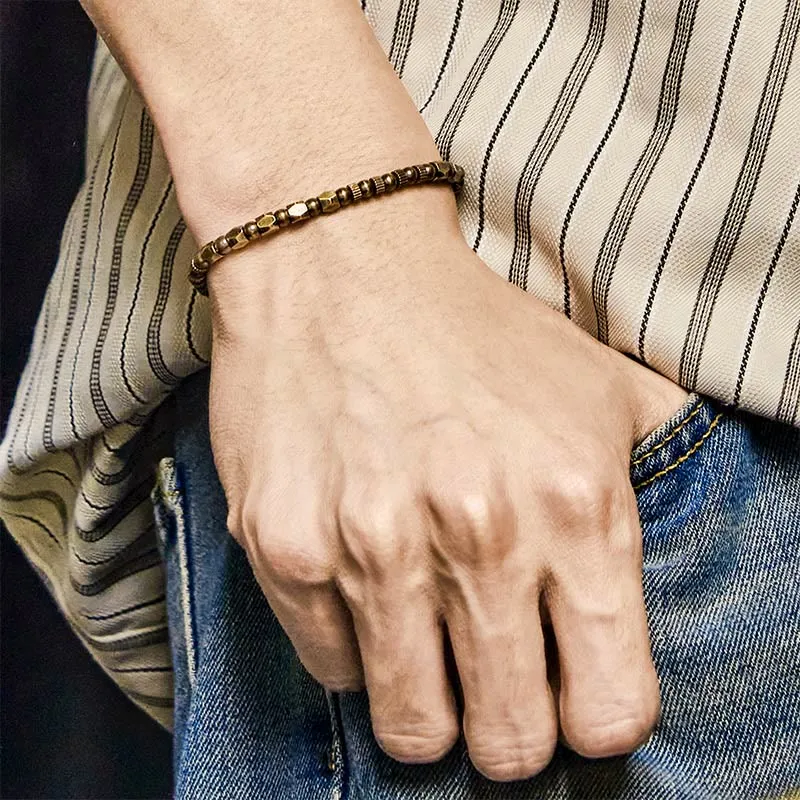 Retro Distressed Irregular Design Copper Brass Bracelet