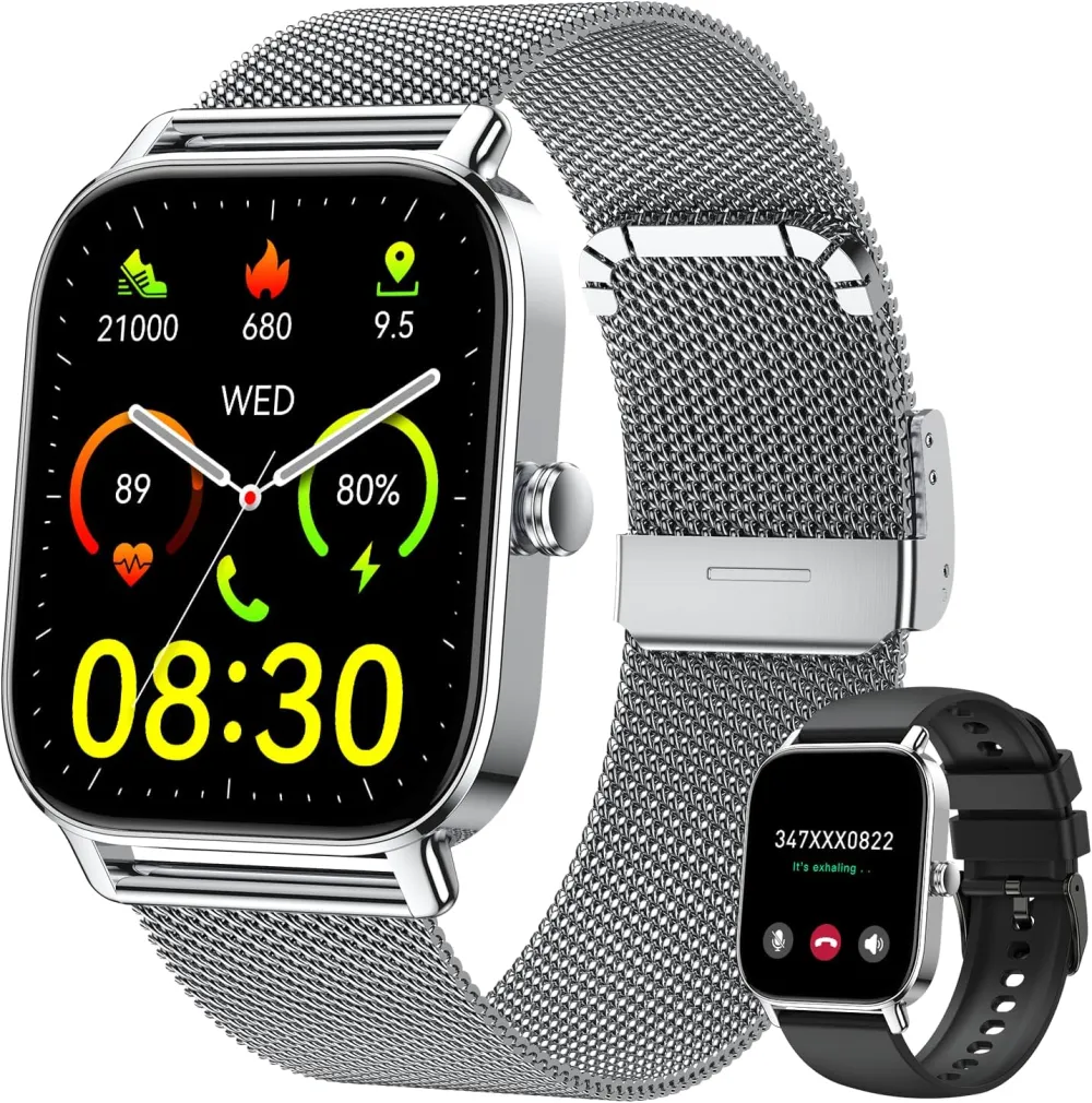 Smart Watch for Men Women Fitness Tracker: Waterproof Bluetooth Call Answer Make Smart Watches for Android iPhone Digital Mens Watches Activity Smartwatch Pedometer Heart Rate Monitor 120 Sports Model