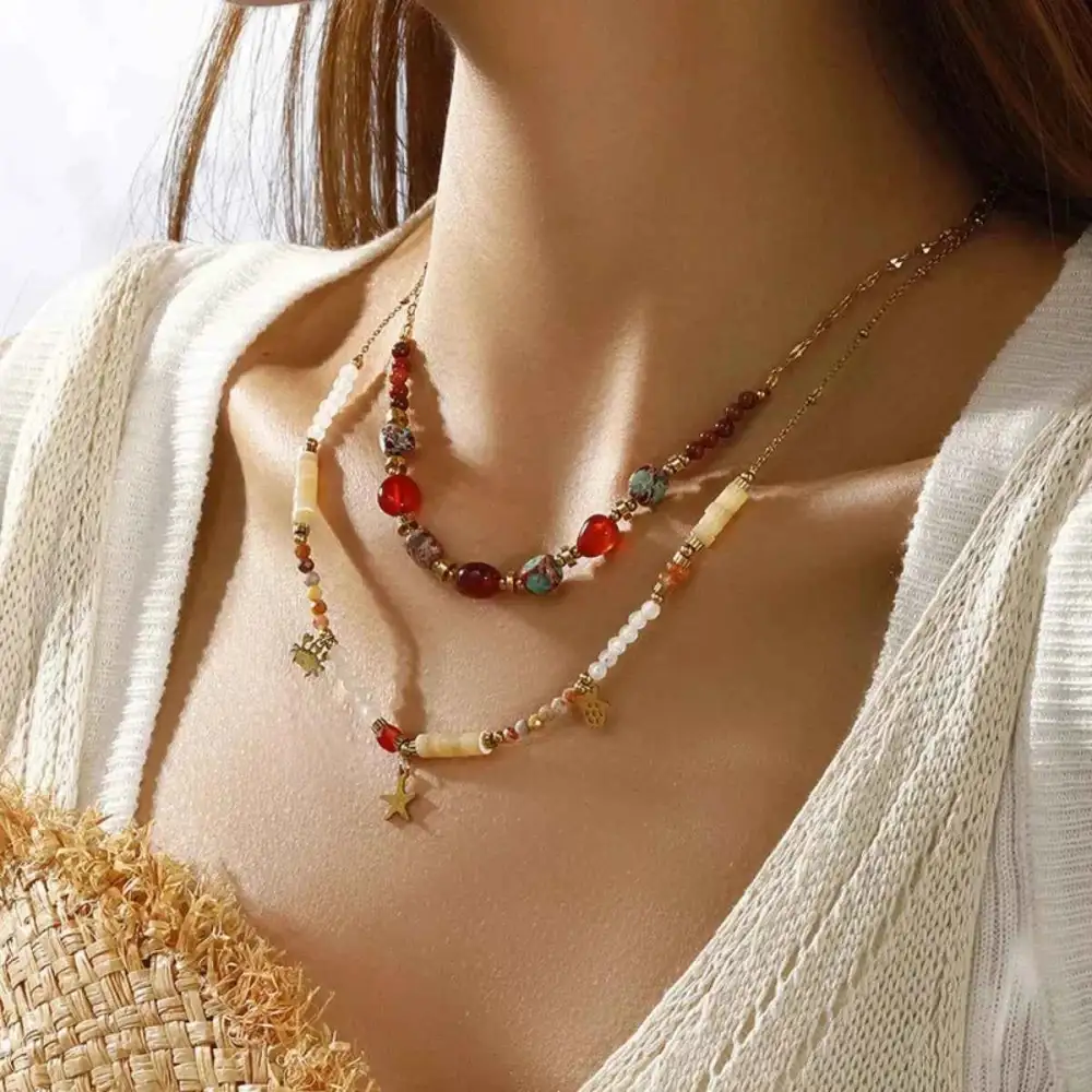 Two Piece 18K Gold Plated Bead Necklace