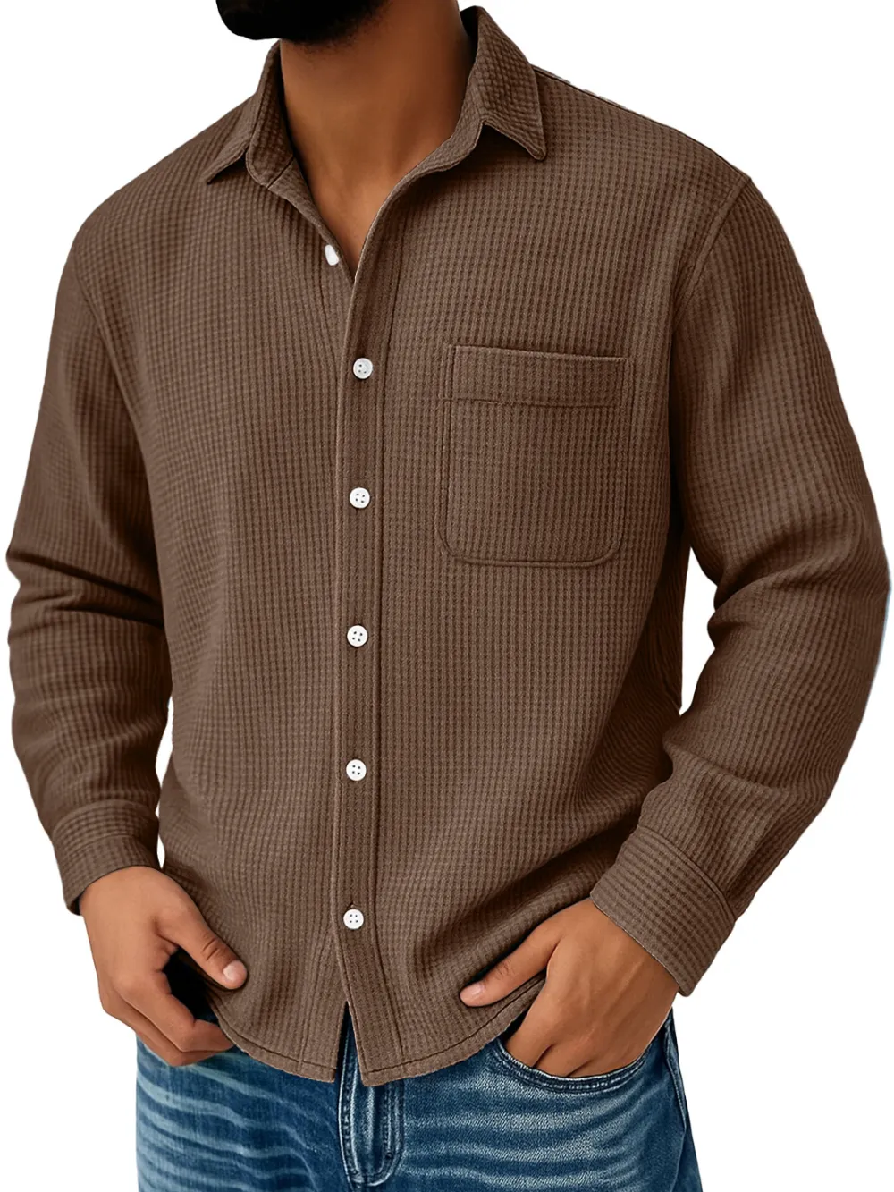 Easy Fit Textured Knit Pocket Shirt
