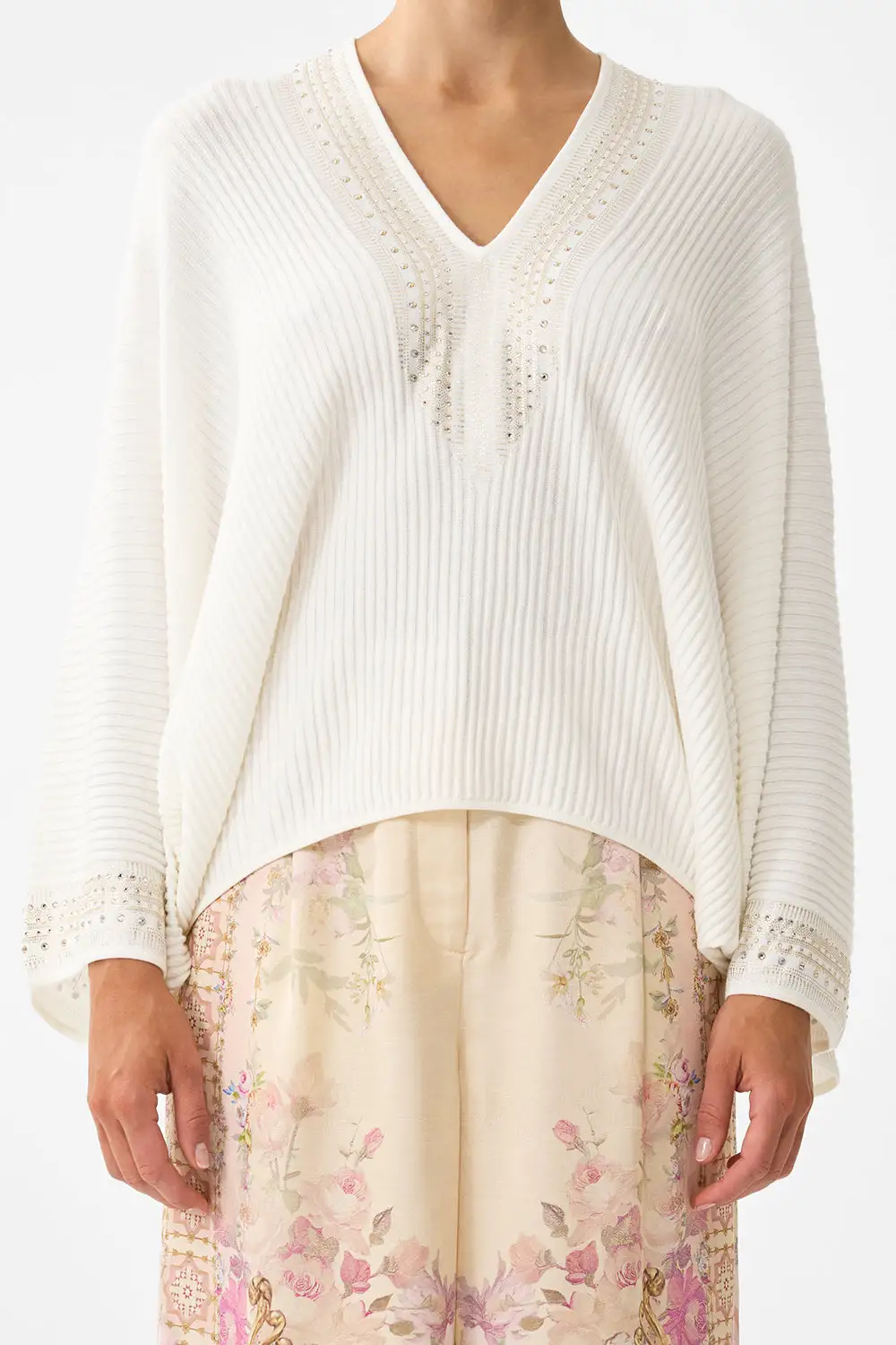 Relaxed V-Neck Knit Top