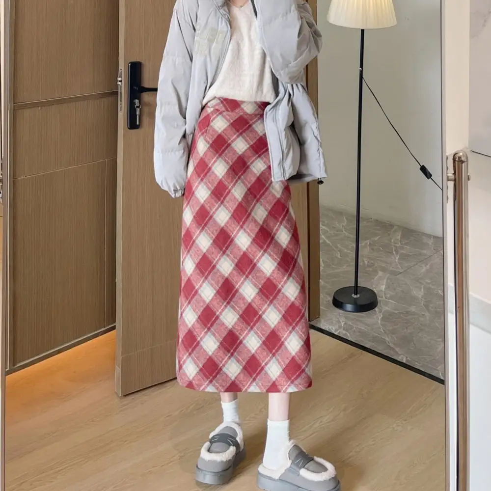Heritage Plaid Tweed High Waist Pencil Skirt