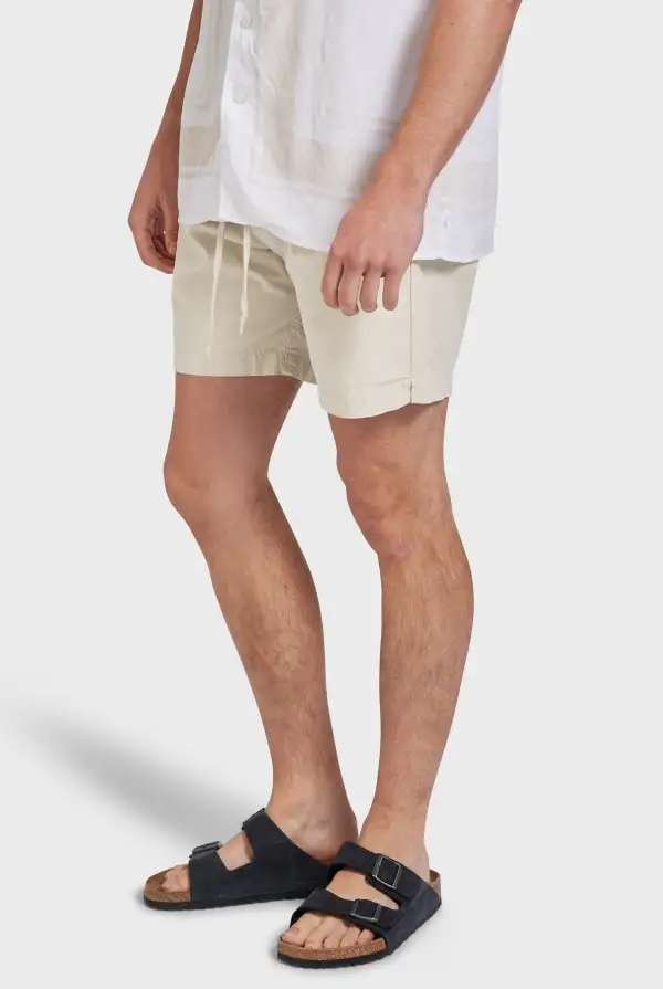 Off White Linen Drawstring Short