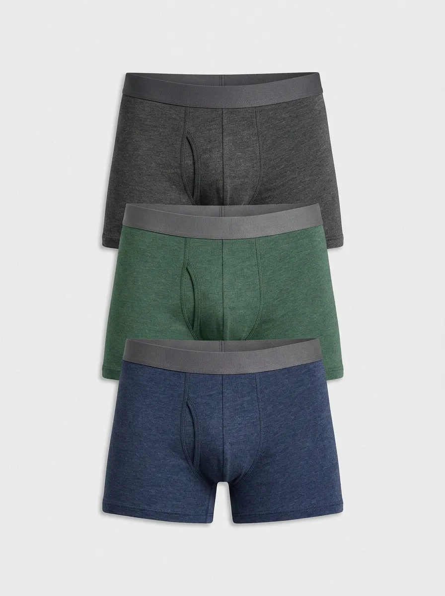 Men's Multi-Color Solid Heather 3-Pack Boxer Briefs