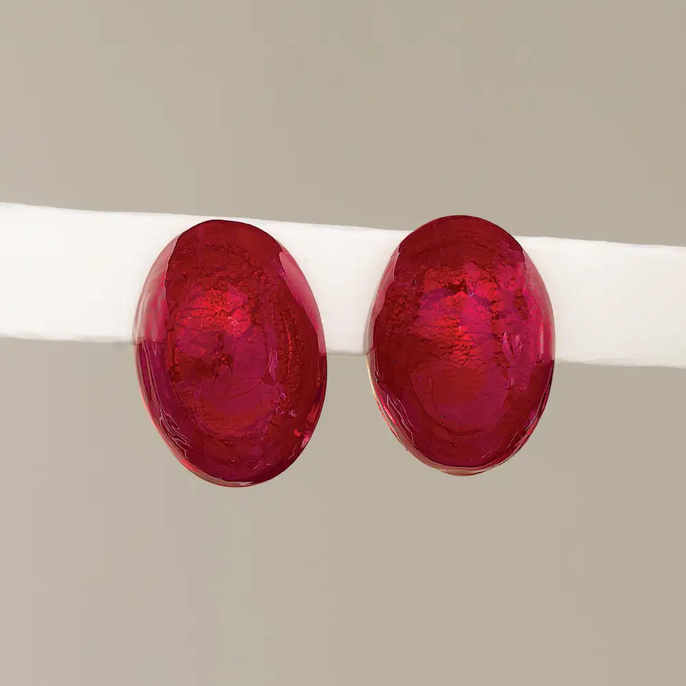Refined Glass Oval Clip On Earrings