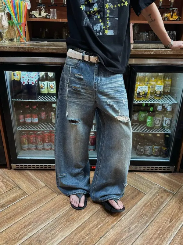 Whisker Faded Ripped Jeans