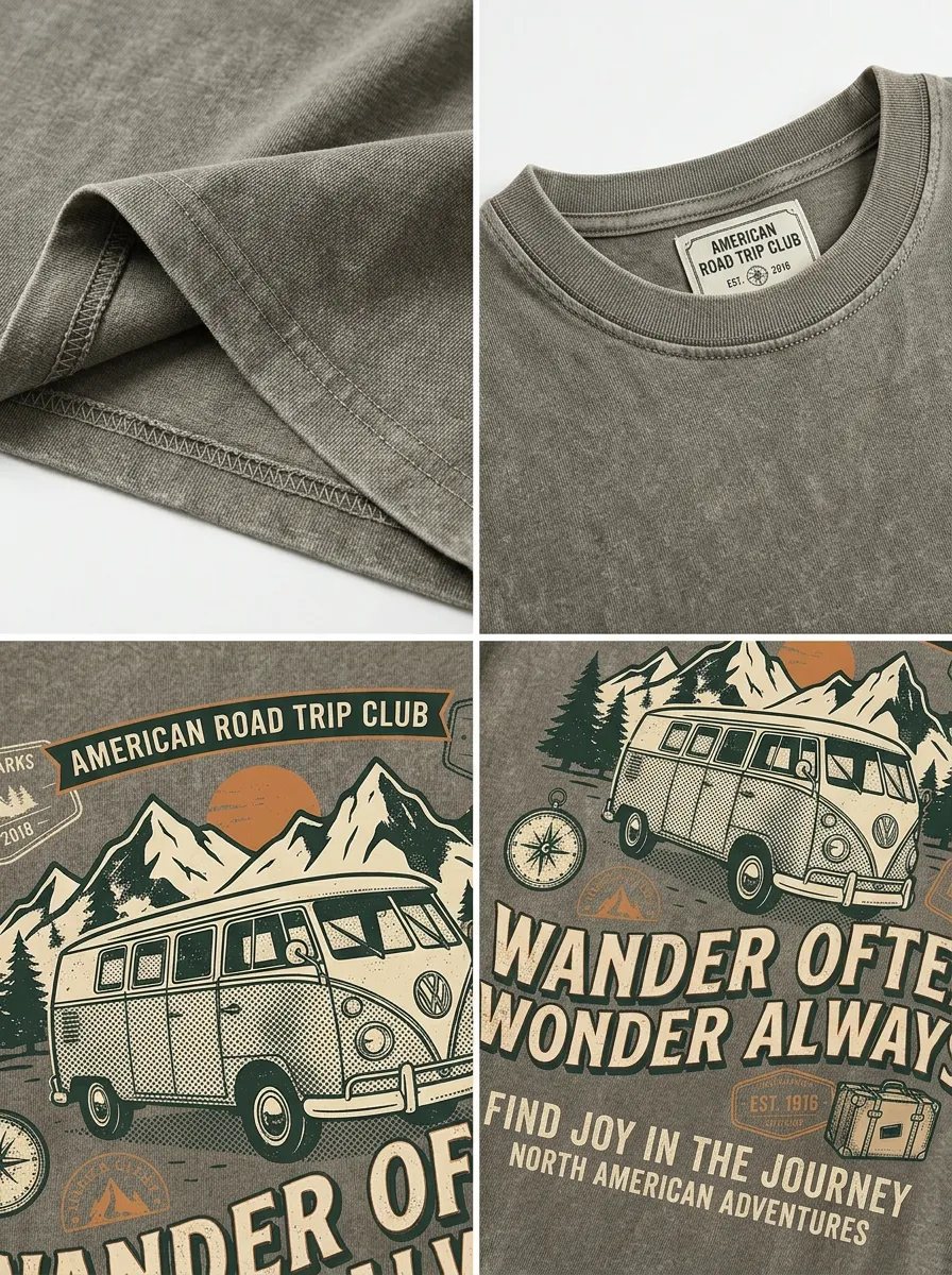 Unisex American Road Trip Camper Van Printed T-shirt