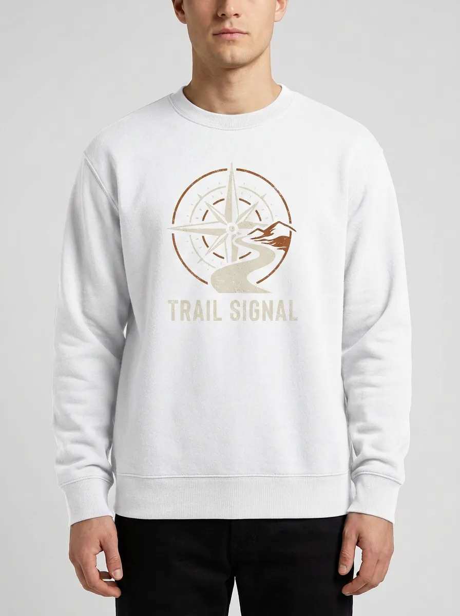 Men's Hiking Adventure Compass Trail Signal Printed Sweatshirt