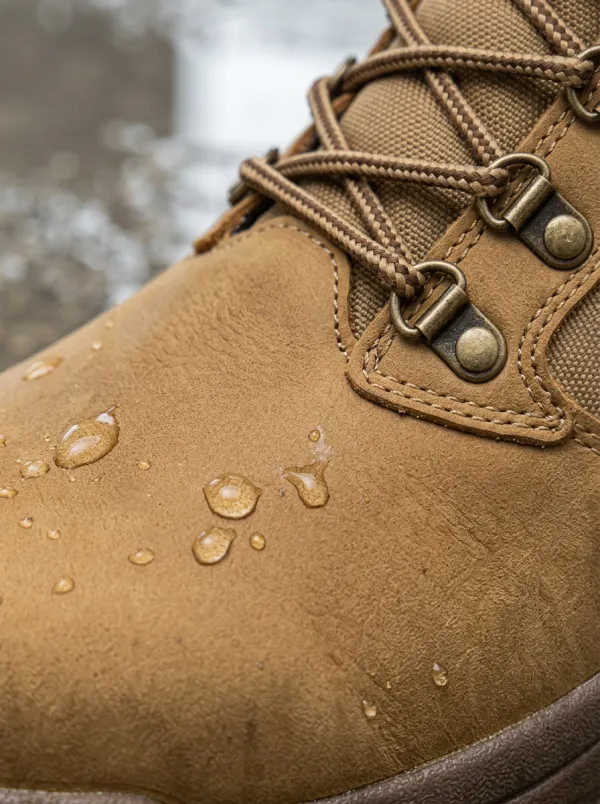 Men's Waterproof Tan Leather Tactical Printed Work Boots