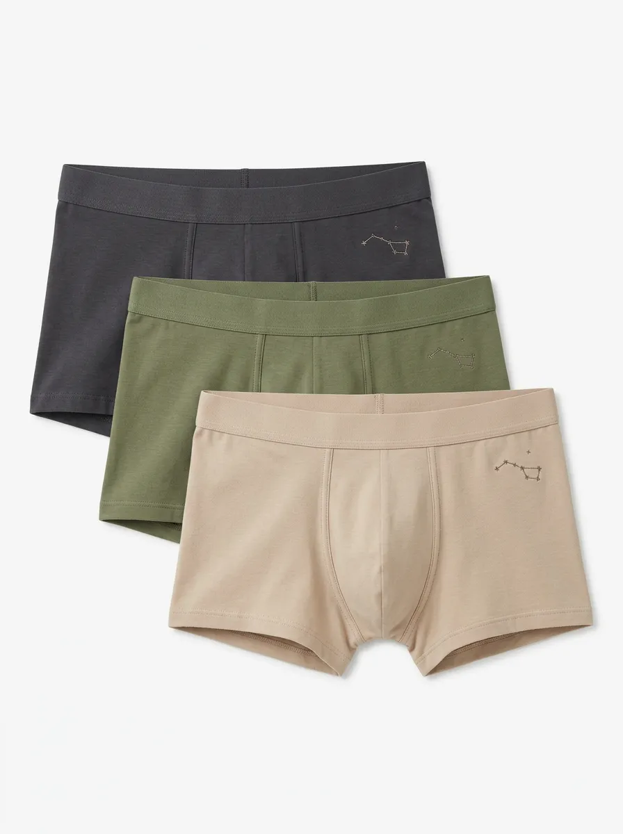 Men's Three-Pair Constellation Hip Embroidered Trunk Set