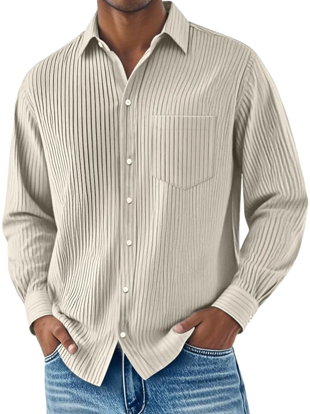 Everyday Ribbed Knit Camp Collar Shirt